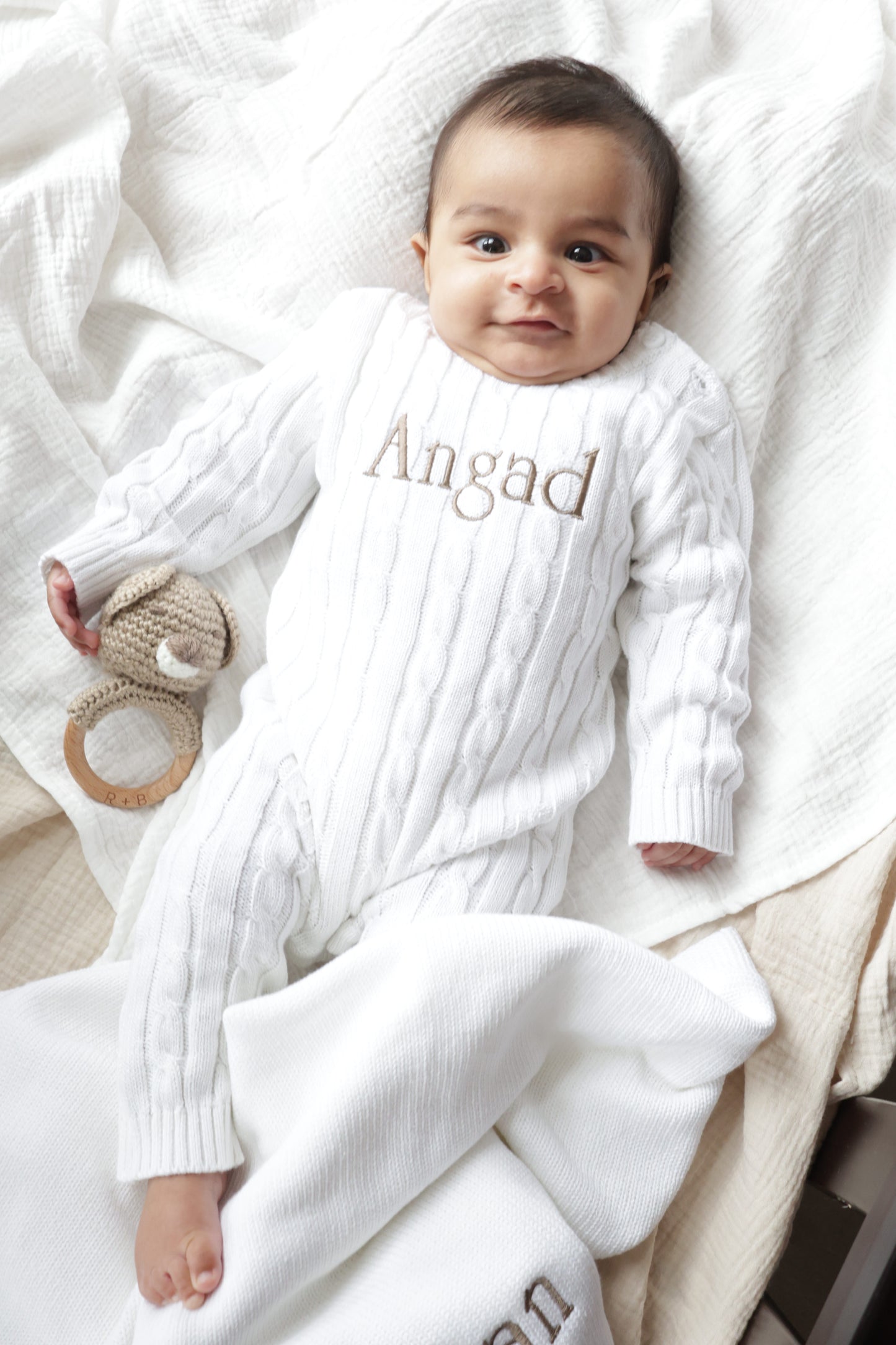 Personalized Cable Knit Romper
