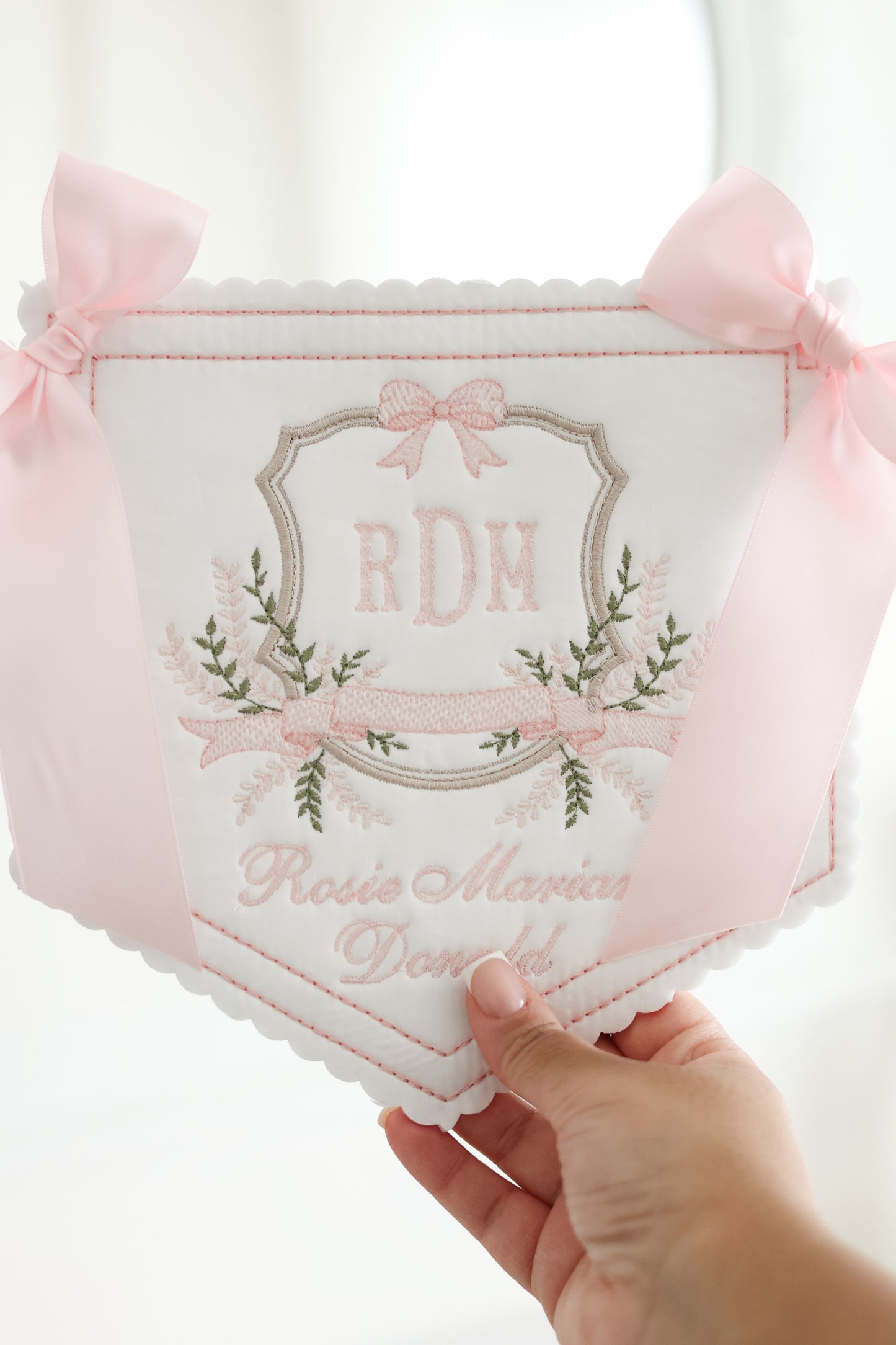 Floral Crest Monogram | Heirloom Name Announcement