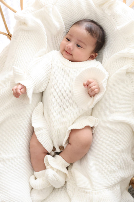 Milk Frill Knit Romper
