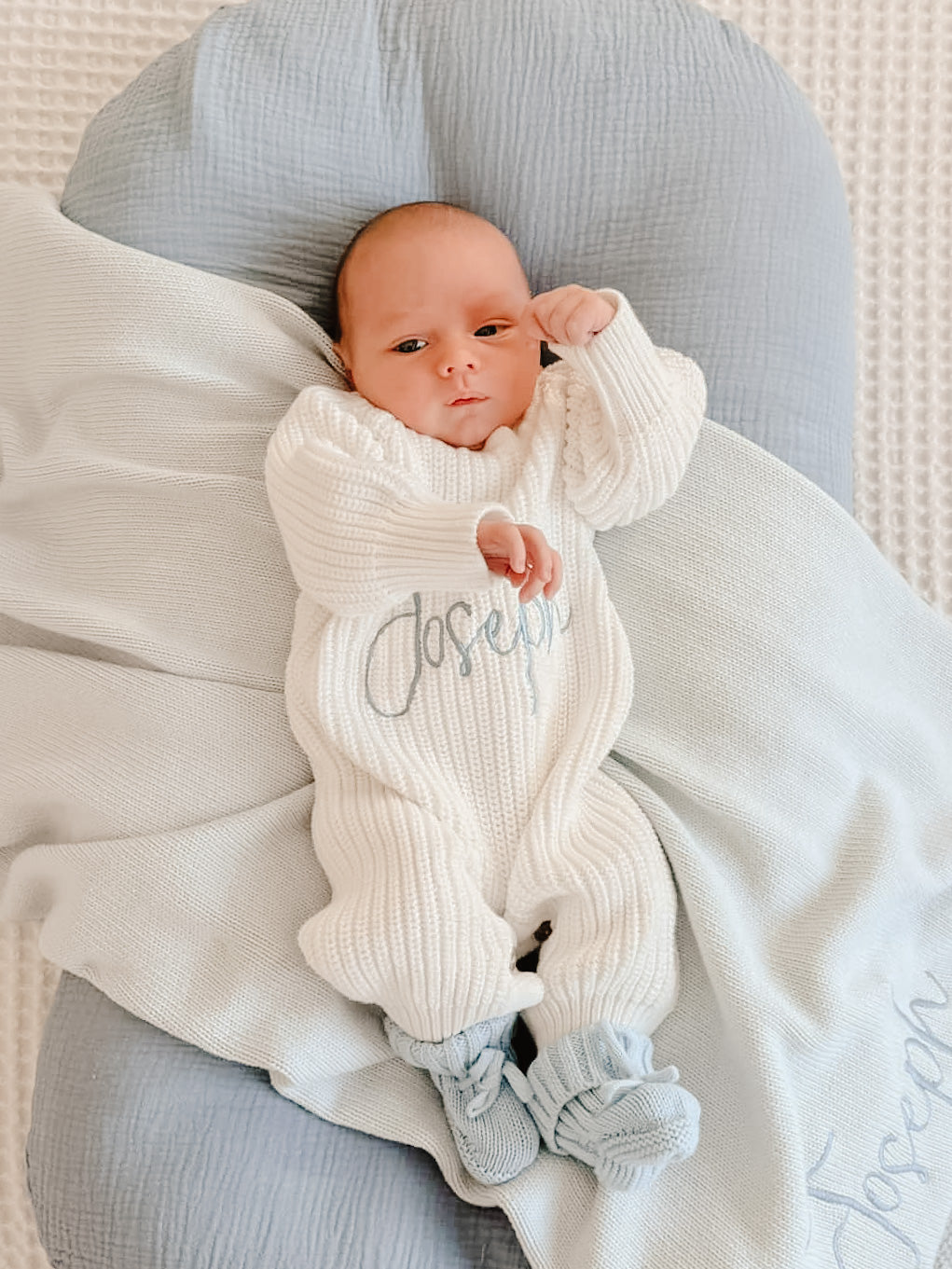 Organic Cotton Knit Rompter | Milk