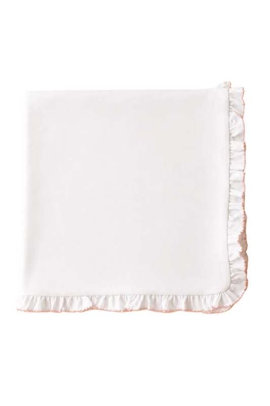 Sweet P Ruffle Baby Blanket | Pink Trim