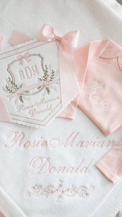 Floral Crest Monogram | Heirloom Name Announcement