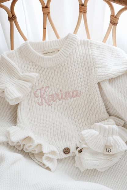 Milk Frill Knit Romper
