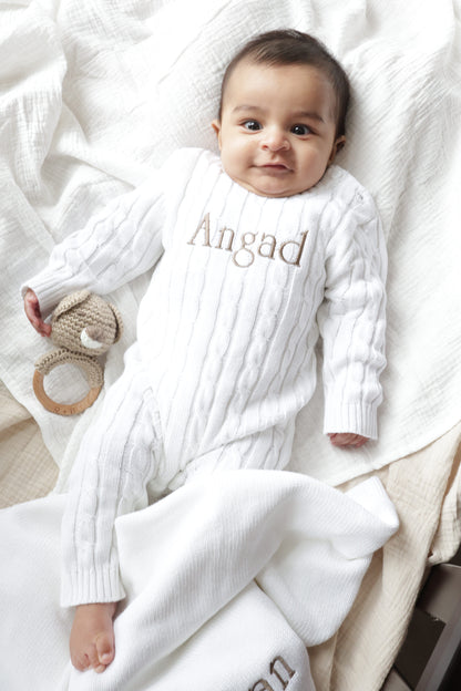 Personalized Cable Knit Romper
