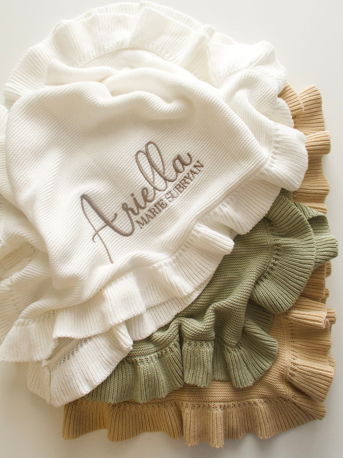 Milk Frill Knit Baby Blanket