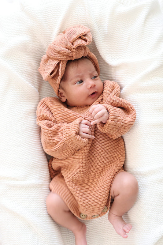 Knit Sweater Onesie | Terracotta