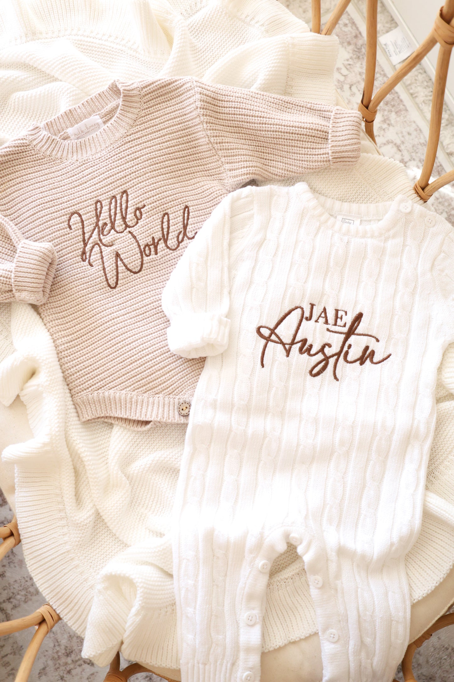 Personalized Cable Knit Romper