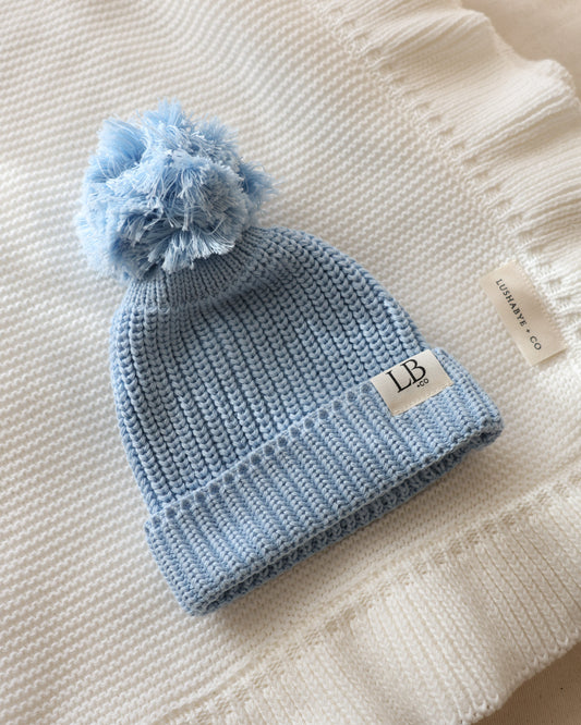 Knitted Pom Hat | Blue