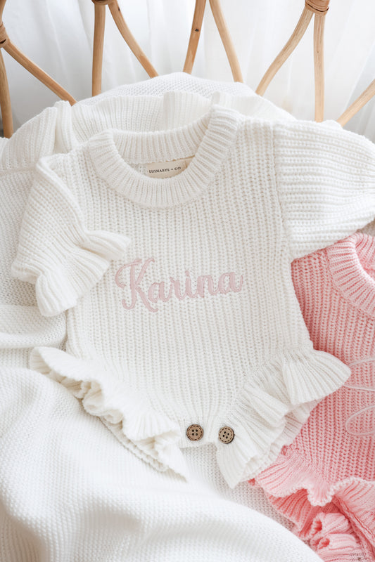 Organic Cotton Frill Romper | White