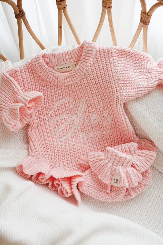 Organic Cotton Frill Romper | Pink