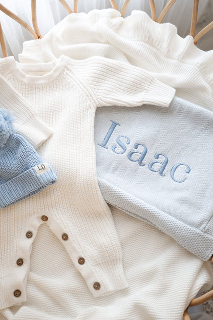 Organic Cotton Knit Romper | White