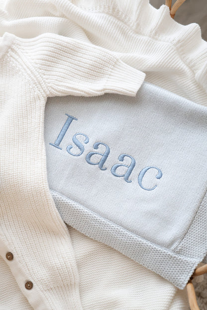LB Blue Solid Knit Baby Blanket