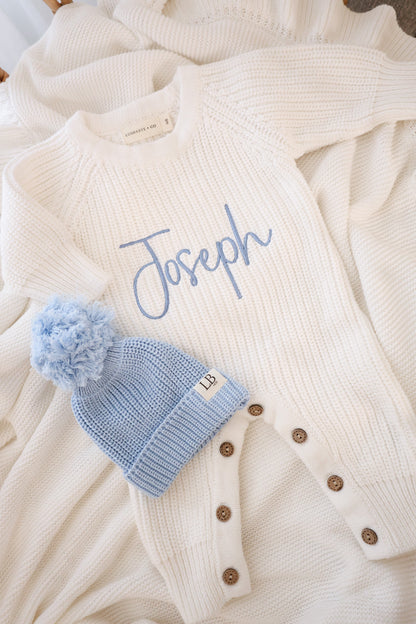 Organic Cotton Knit Romper | White