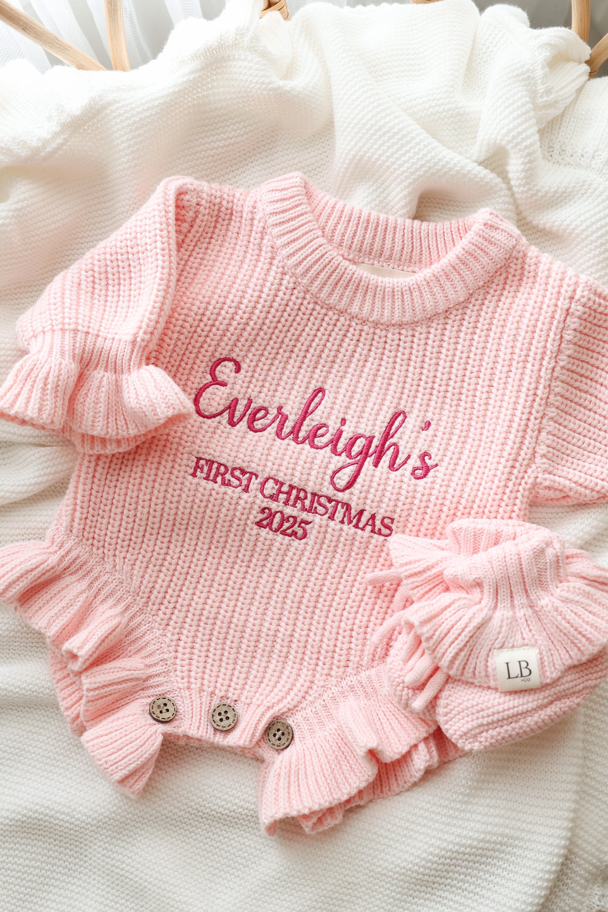 Pink Frill Knit Romper