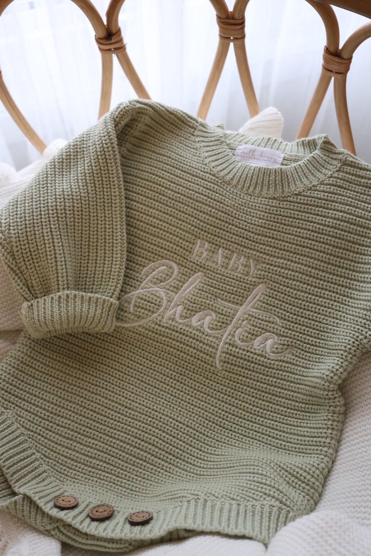 Knit Sweater Onesie | Muted Sage