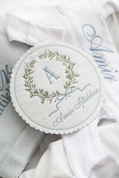 Bow Wreath Monogram |Heirloom Name Announcement