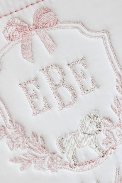 Dainty Rocking Horse Monogram | Heirloom Name Announcement