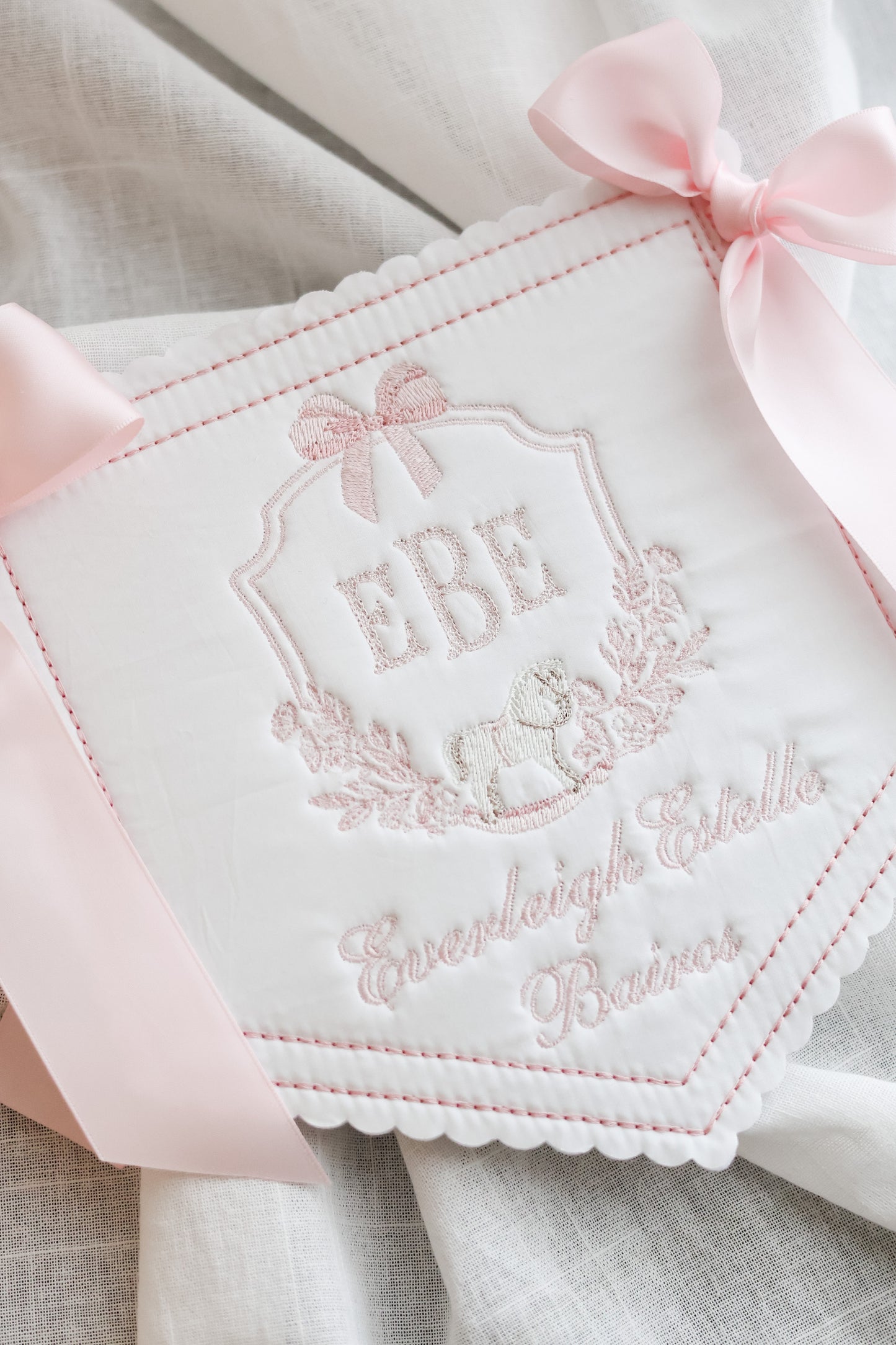 Dainty Rocking Horse Monogram | Heirloom Name Announcement