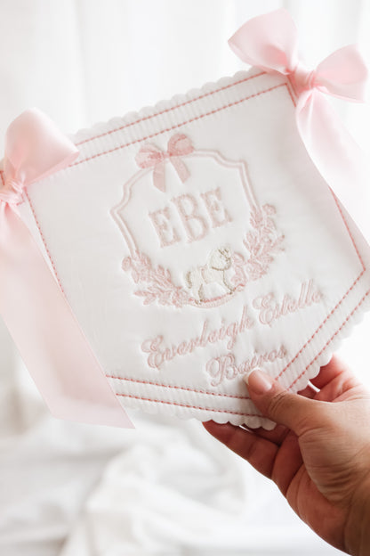 Dainty Rocking Horse Monogram | Heirloom Name Announcement