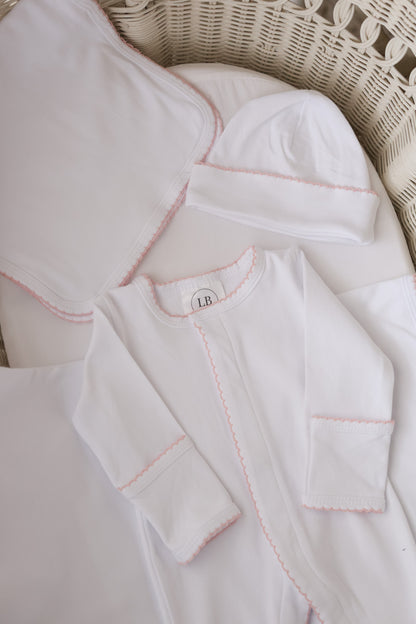 Sweet P Burp Cloth | Pink Trim