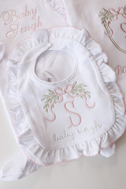 Sweet P Ruffle Bib | Pink Trim