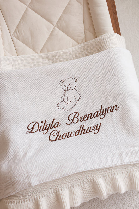 White Solid Knit Baby Blanket