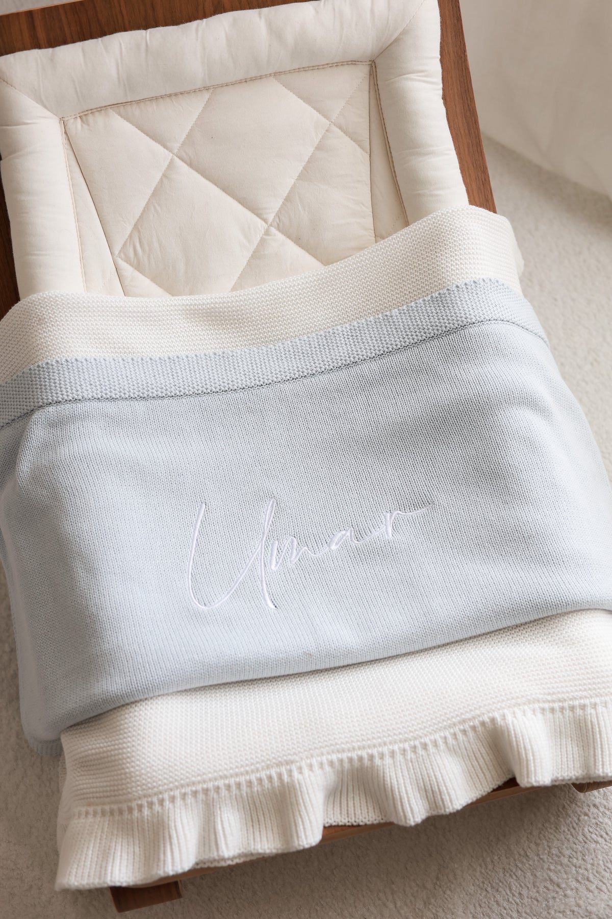 LB Blue Solid Knit Baby Blanket