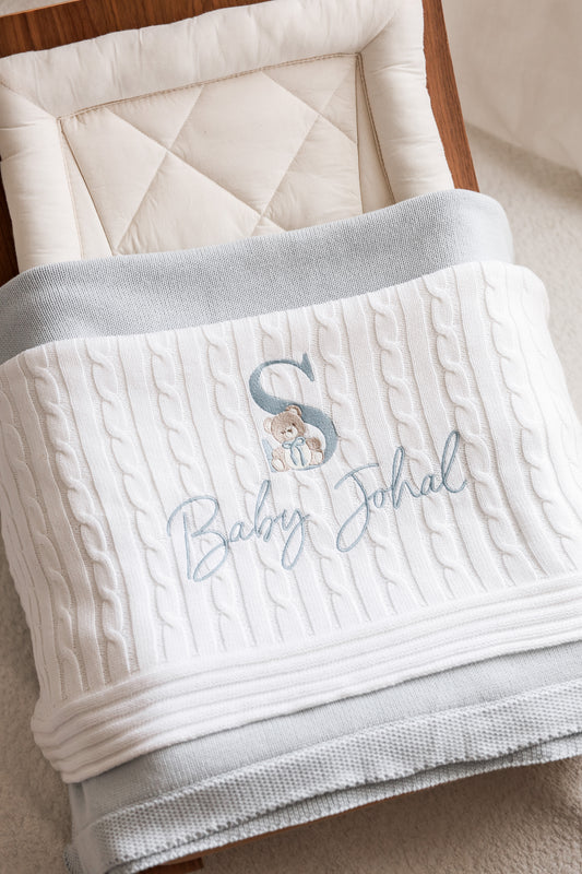 Classic Cable Knit Blanket | White