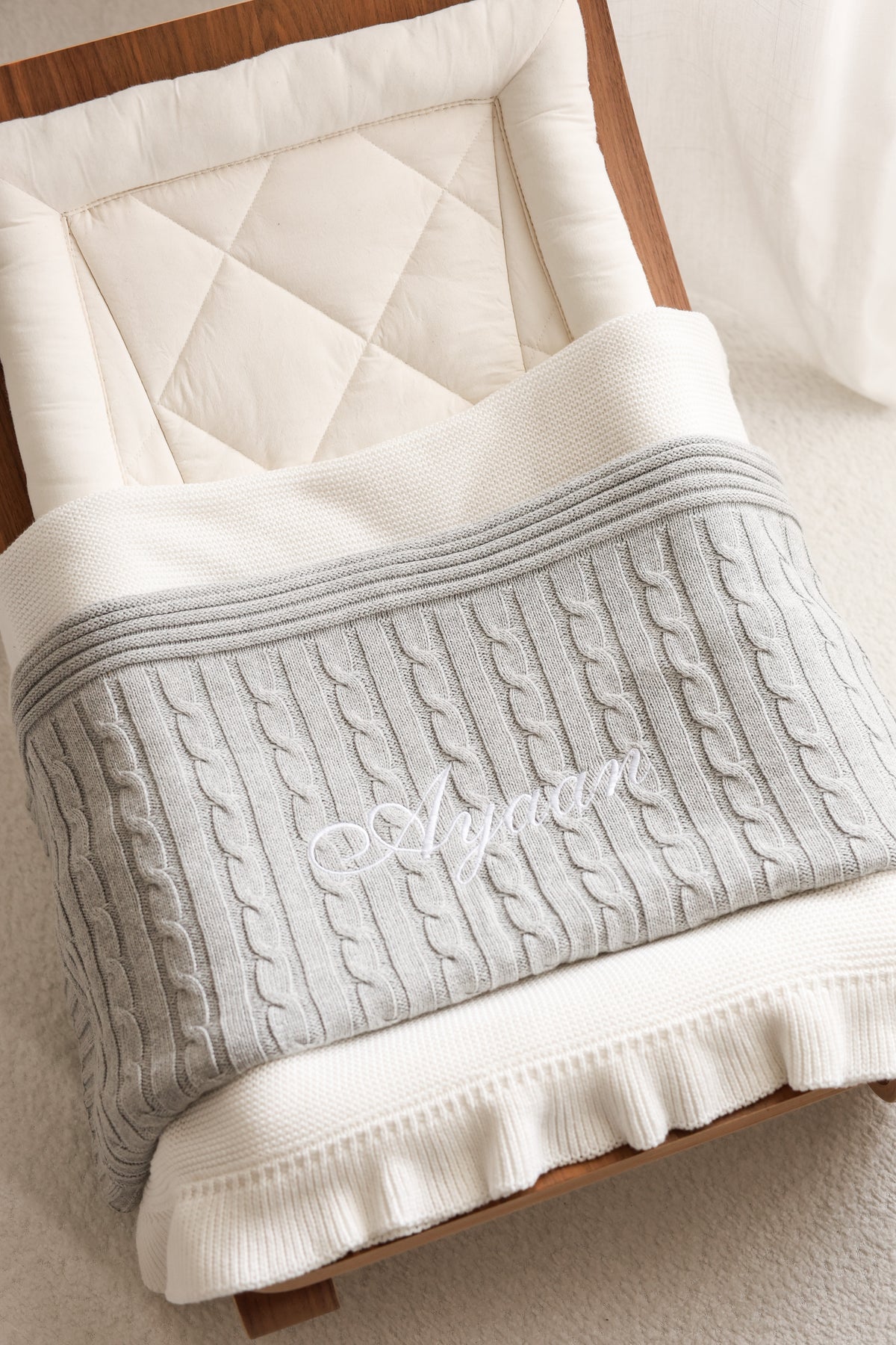 Classic Cable Knit Blanket | Grey