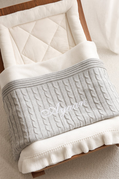 Classic Cable Knit Blanket | Grey