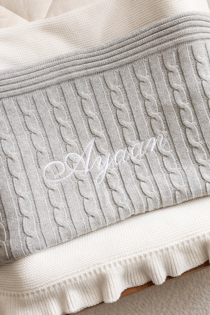 Classic Cable Knit Blanket | Grey