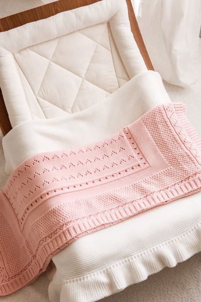 Heirloom Pointelle Knit Baby Blanket | Pink