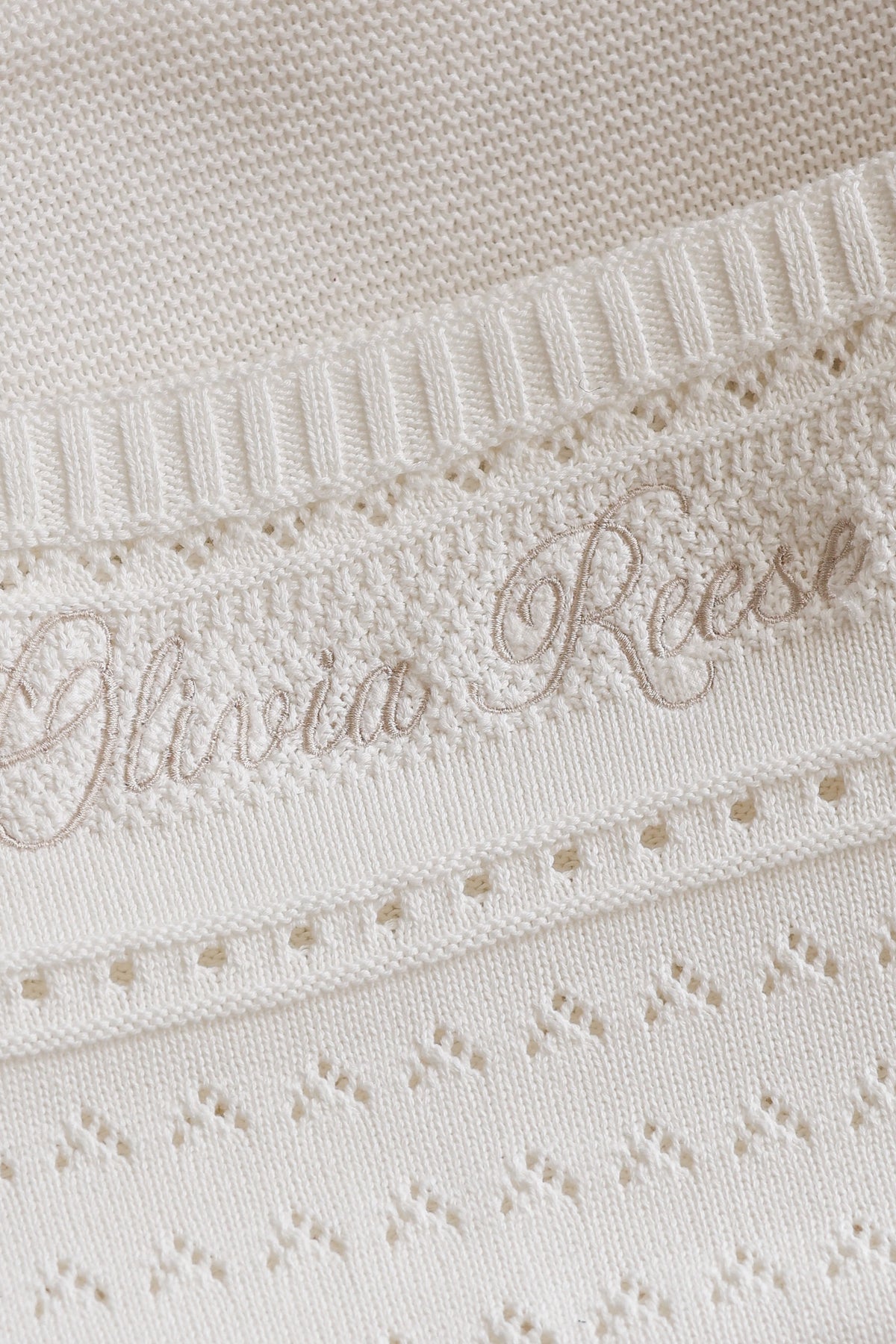 Heirloom Pointelle Knit Baby Blanket | Milk