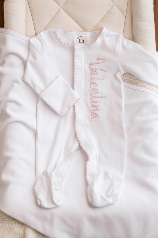 Sweet P Footie | Pink Trim