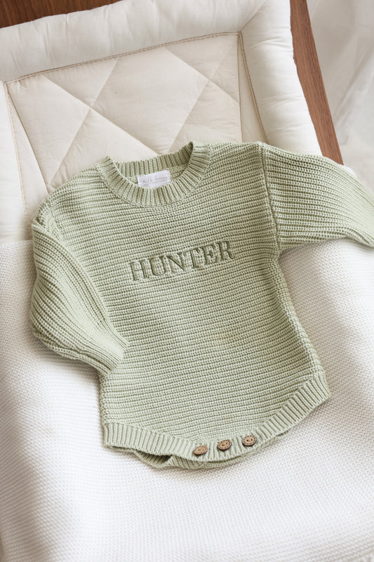 Knit Sweater Onesie | Muted Sage