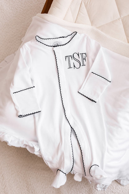 Sweet P Footie | Navy Trim