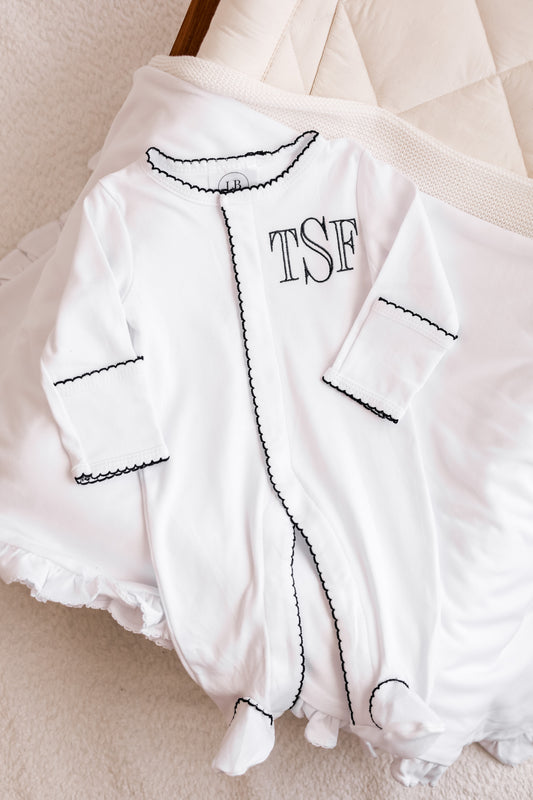 Sweet P Footie | Navy Trim