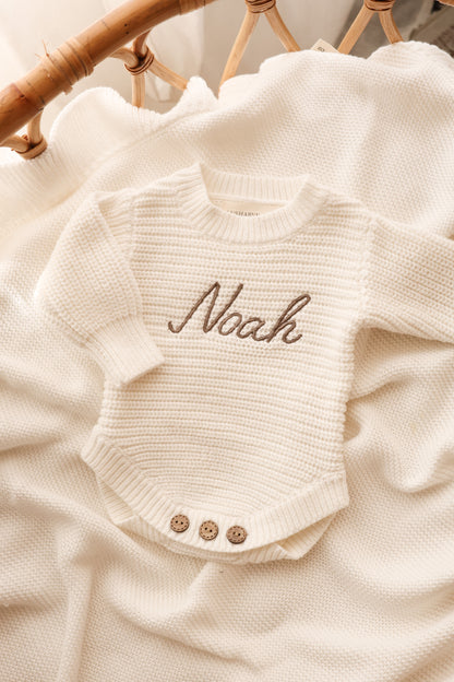 Knit Sweater Onesie | Milk