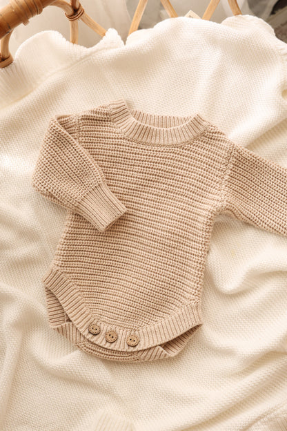 Knit Sweater Onesie | Oat