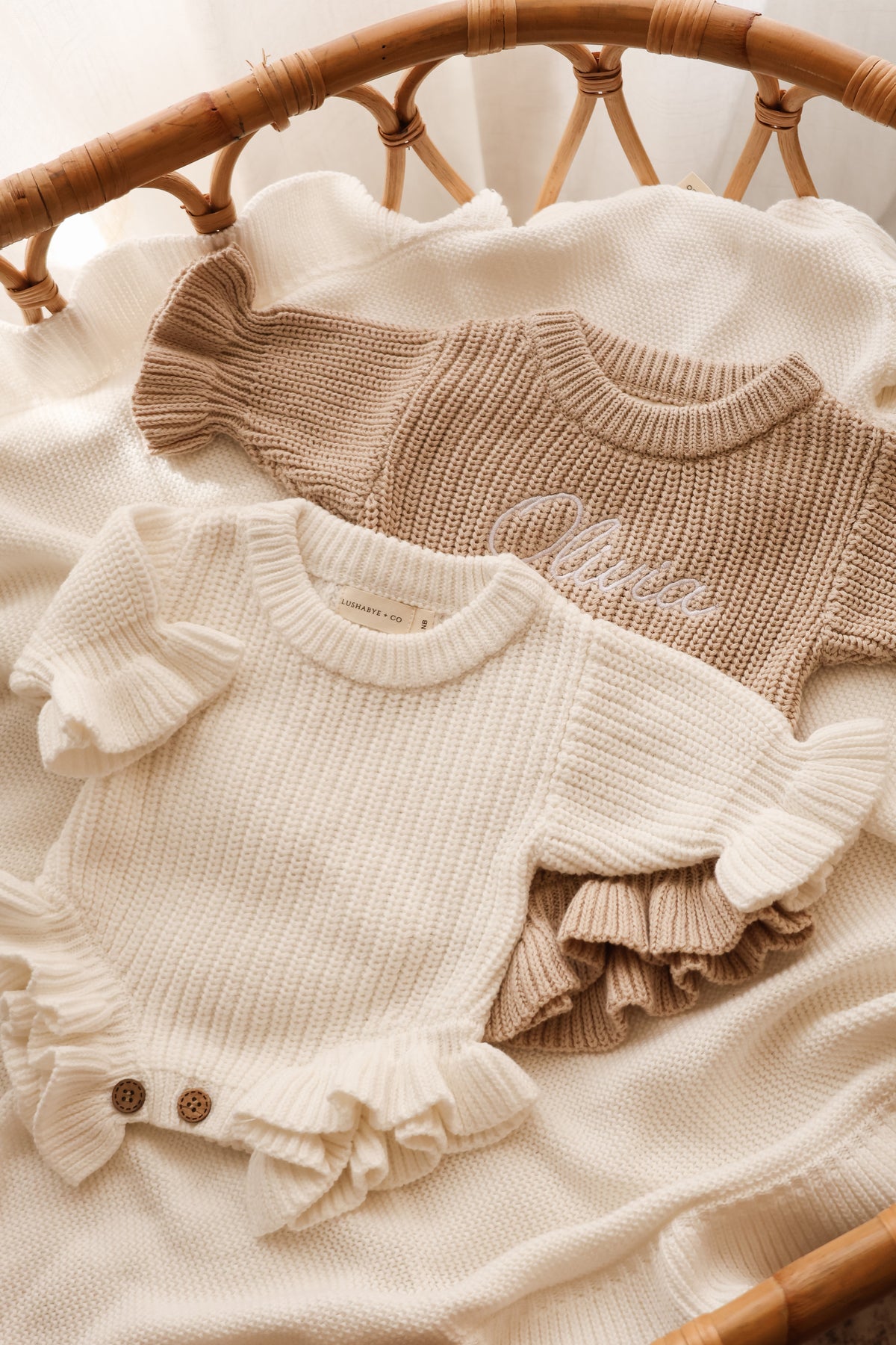 Frill Knit Romper | Oat